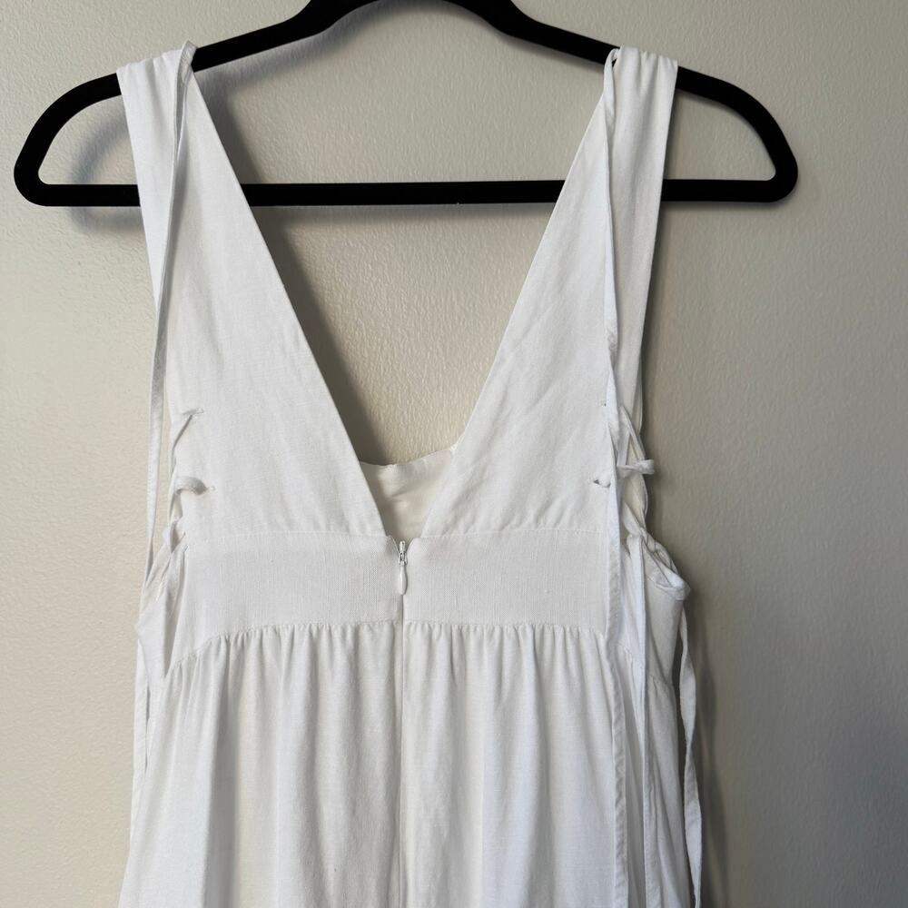 Shona Joy Blanca Linen Lace Up Tiered Maxi Dress White Ivory Small - Picture 9 of 9
